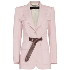 Barbara Bui Leather Belted Blazer Pink